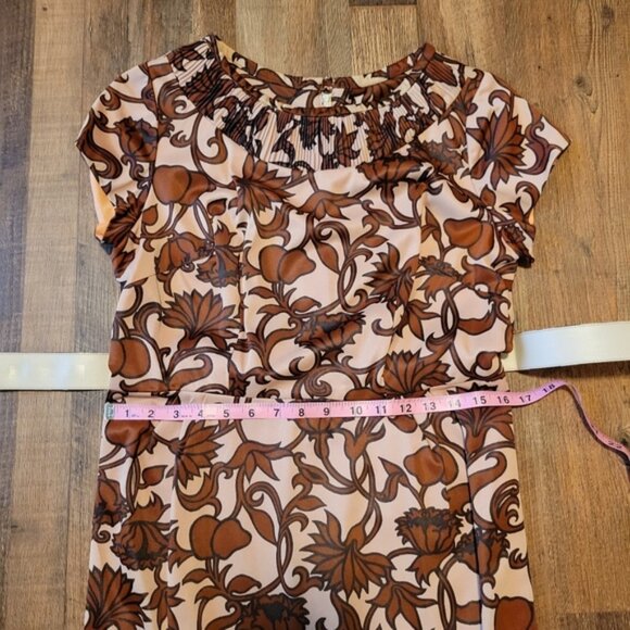 Vintage Sears Belted Sheath Dress with Lovely Brown Pattern - Picture 14 of 14